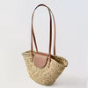 Bolso Positano — cesta rafia, asas largas de cuero