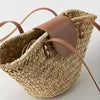 Bolso Positano — cesta rafia, asas largas de cuero